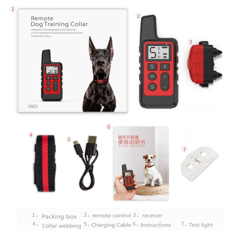 500m Dog Training Bark Stopper Remote Control Electric Shock Waterproof Electronic Collar(Red) - Training Aids by PMC TechLife | Online Shopping South Africa | PMC TechLife | Buy Now Pay Later Mobicred