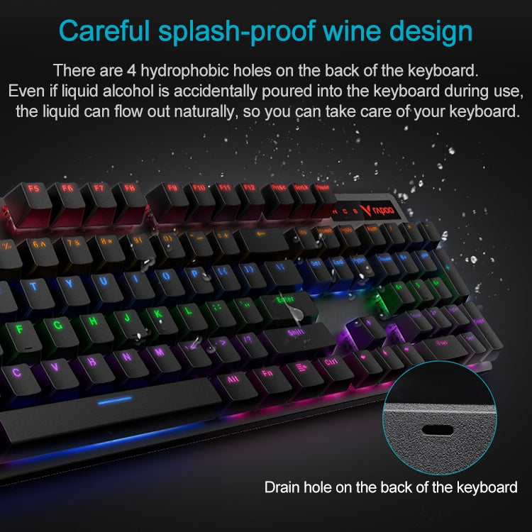 Rapoo V500 PRO Mixed Light 104 Keys Desktop Laptop Computer Game Esports Office Home Typing Wired Mechanical Keyboard(Red Shaft) - free shipping - PMC Jewellery - Order now!