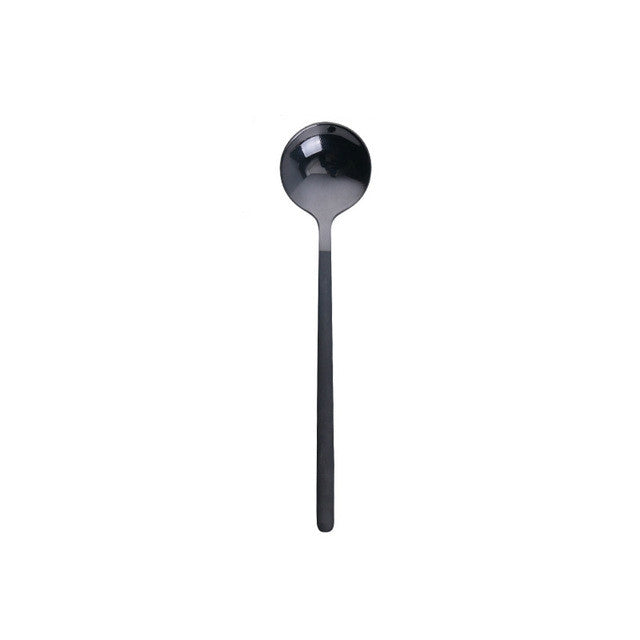 Mini Accessories Coffee Spoon Kitchen Dessertspoon Dining Round Shape Coffee  Stainless Steel Home, Size:15cm(Black) - free shipping - PMC TechLife - Order now!