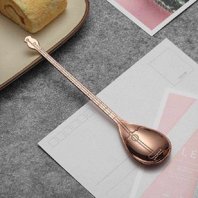 Stainless Steel Coffee Mixing Spoon Creative Musical Instrument Shape Spoon, Style:Lute, Color:Rose Gold - free shipping - PMC TechLife - Order now!