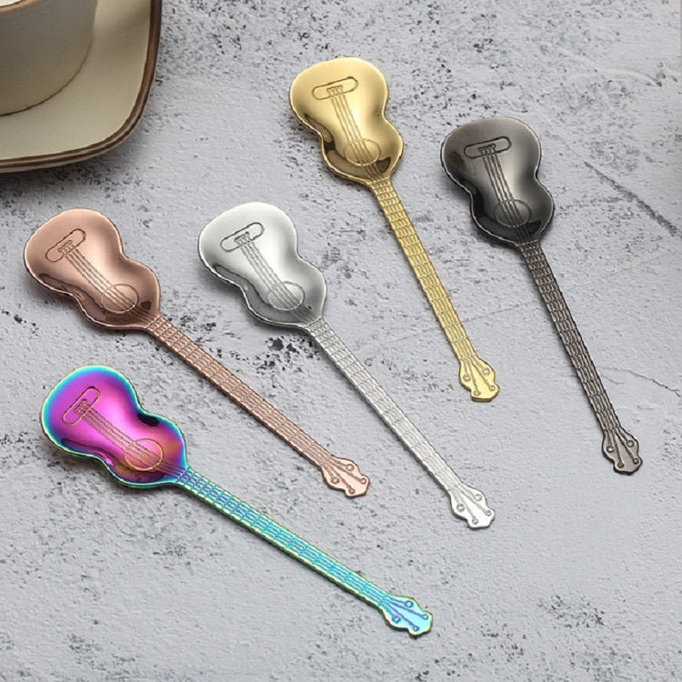 Stainless Steel Coffee Mixing Spoon Creative Musical Instrument Shape Spoon, Style:Lute, Color:Rose Gold - free shipping - PMC TechLife - Order now!