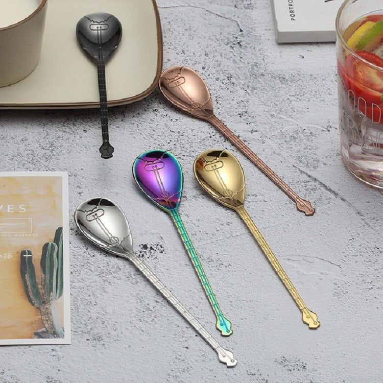 Stainless Steel Coffee Mixing Spoon Creative Musical Instrument Shape Spoon, Style:Lute, Color:Rose Gold - free shipping - PMC TechLife - Order now!