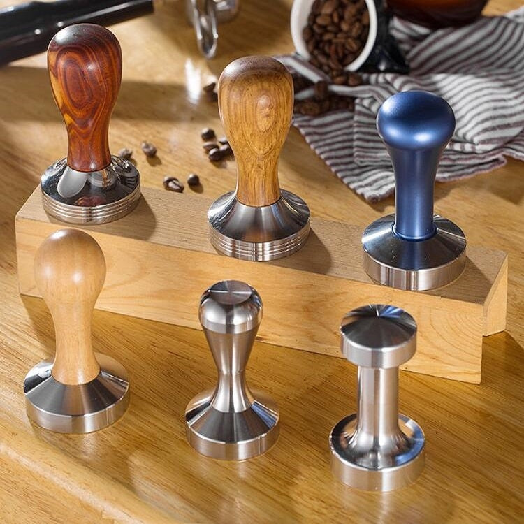 Stainless Steel Solid Wood Handle Integrated Coffee Powder, Specification:58mm, Color:Oak Handle - free shipping - PMC TechLife - Order now!