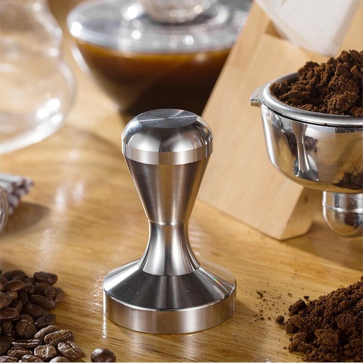 Stainless Steel Solid Wood Handle Integrated Coffee Powder, Specification:58mm, Color:Stainless Steel Integration - free shipping - PMC TechLife - Order now!