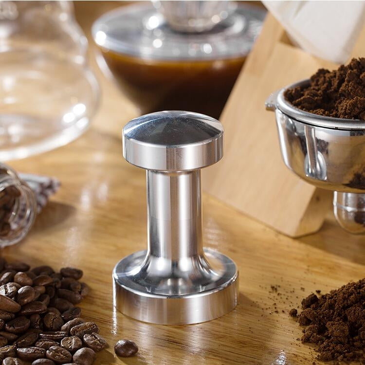 Stainless Steel Solid Wood Handle Integrated Coffee Powder, Specification:57.5mm, Color:Aluminum Integration - free shipping - PMC TechLife - Order now!