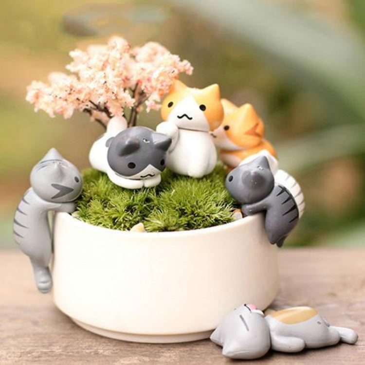2 Sets Fleshy Flower Pot Moss Micro Landscape Doll Cute Cat Decoration Doll Cake DIY Assembly Ornaments - free shipping - PMC TechLife - Order now!