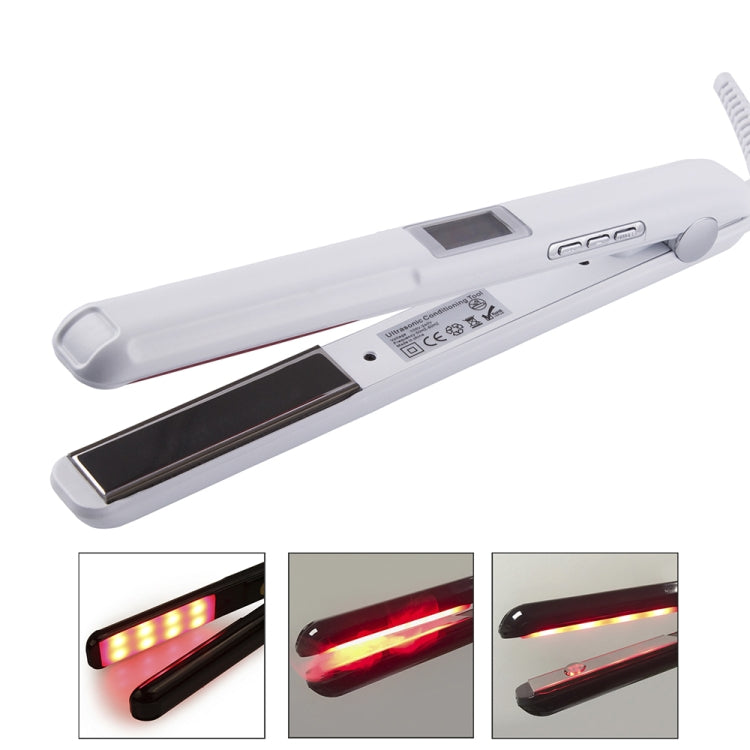 RUCHA Ultrasonic Infrared Hair Care Iron Straightener with Adjustable Upgraded LCD Display(White) - free shipping - PMC TechLife - Order now!