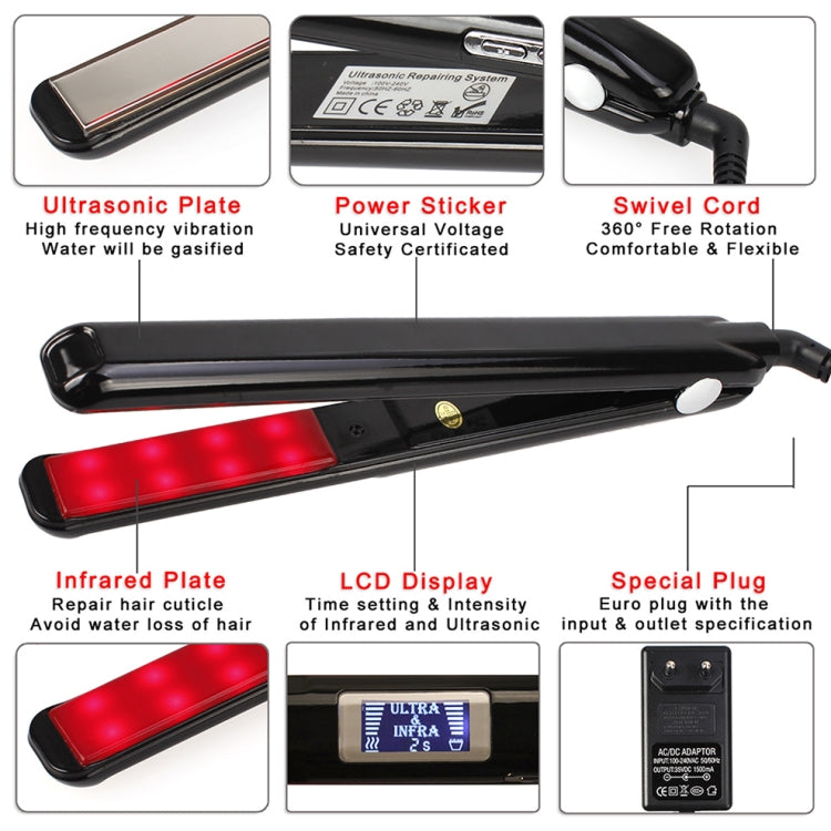 RUCHA Ultrasonic Infrared Hair Care Iron Straightener with Adjustable Upgraded LCD Display(White) - free shipping - PMC TechLife - Order now!