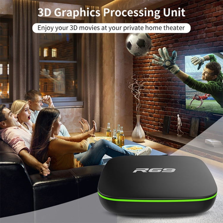 R69 1080P HD Smart TV BOX Android 4.4 Media Player with Remote Control, Quad Core Allwinner H3, RAM: 1GB, ROM: 8GB, 2.4G WiFi, LAN, EU Plug - Allwinner H3 by PMC TechLife | Online Shopping South Africa | PMC TechLife | Buy Now Pay Later Mobicred