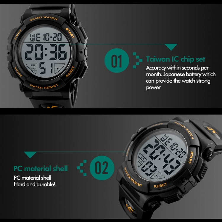 SKMEI 1258 Multifunctional Outdoor Sports Noctilucent Waterproof Wrist Watch, Size: S(Gold) - free shipping - PMC TechLife - Order now!