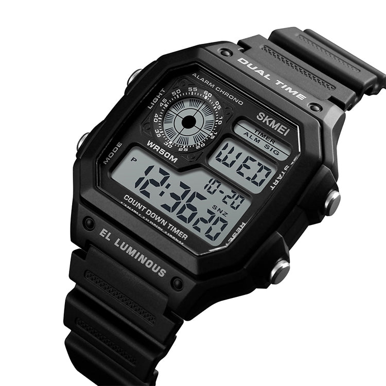 SKMEI 1299 Multifunctional Outdoor Sports Noctilucent Waterproof Digital Display Wrist Watch (Black) - free shipping - PMC TechLife - Order now!
