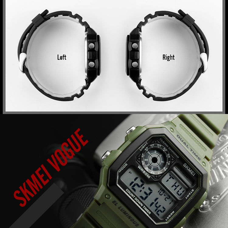 SKMEI 1299 Multifunctional Outdoor Sports Noctilucent Waterproof Digital Display Wrist Watch (Black) - free shipping - PMC TechLife - Order now!