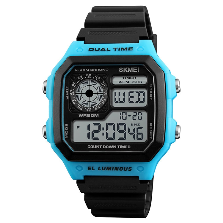 SKMEI 1299 Multifunctional Outdoor Sports Noctilucent Waterproof Digital Display Wrist Watch (Blue) - free shipping - PMC TechLife - Order now!
