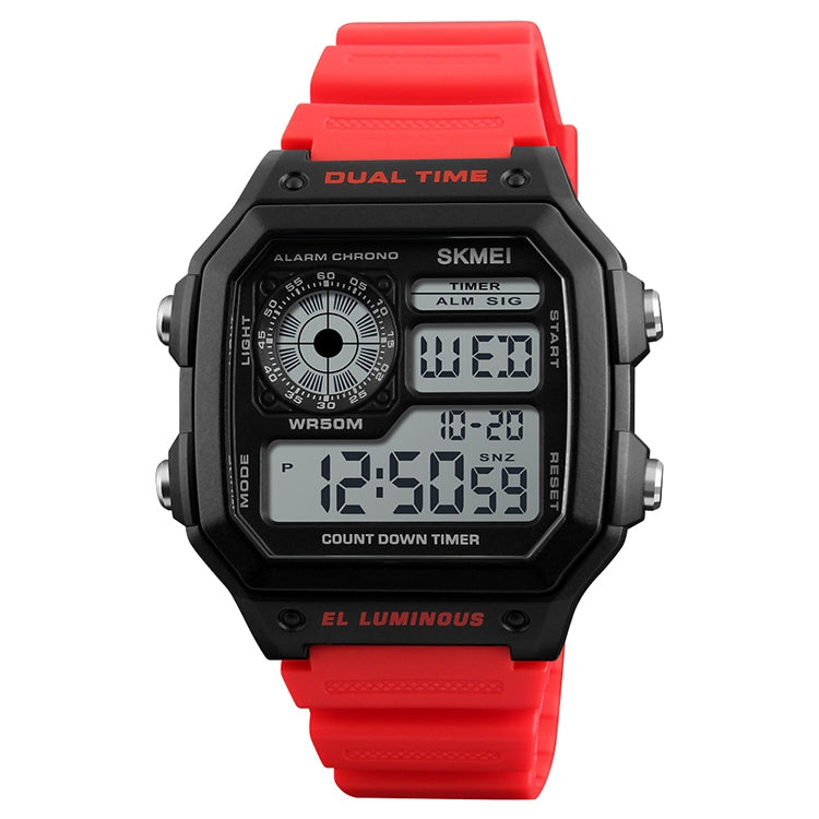 SKMEI 1299 Multifunctional Outdoor Sports Noctilucent Waterproof Digital Display Wrist Watch (Red) - free shipping - PMC TechLife - Order now!