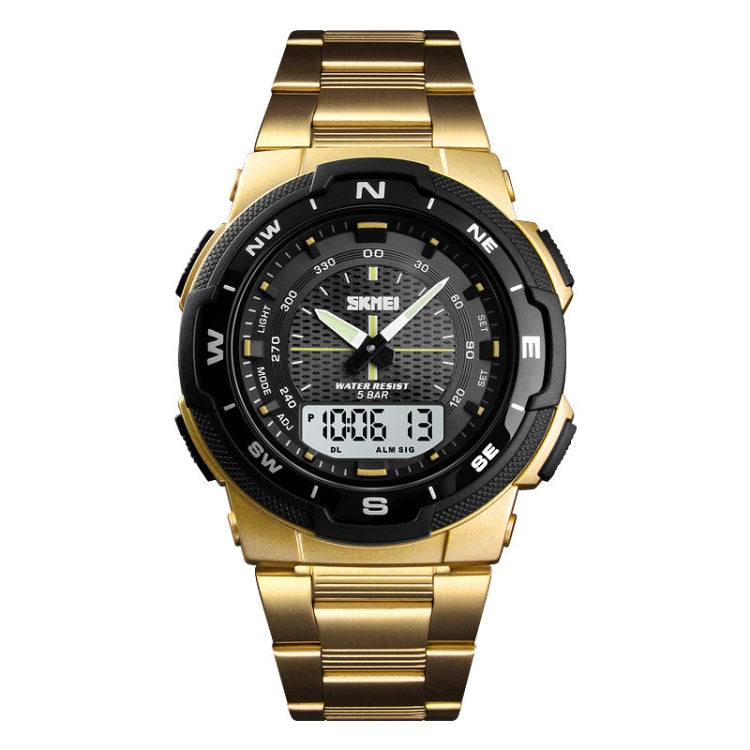 SKMEI 1370 Multifunctional Men Outdoor Sports Noctilucent Waterproof Stainless Steel Digital Wrist Watch (Gold) - free shipping - PMC TechLife - Order now!