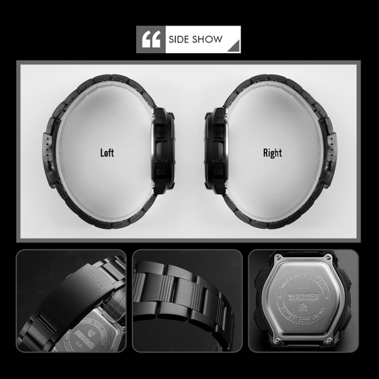 SKMEI 1370 Multifunctional Men Outdoor Sports Noctilucent Waterproof Stainless Steel Digital Wrist Watch (Silver) - free shipping - PMC TechLife - Order now!
