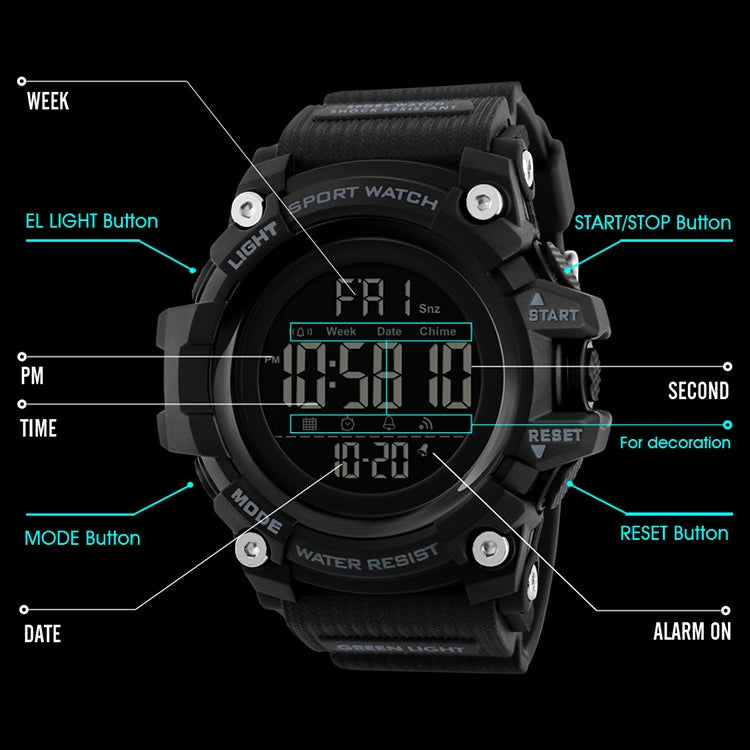 SKMEI 1384 Multifunctional Men Outdoor Fashion Noctilucent Waterproof LED Digital Watch (Khaki) - free shipping - PMC TechLife - Order now!