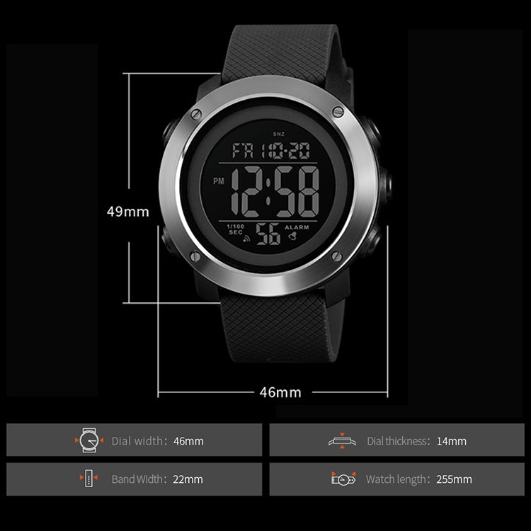SKMEI 1426 Multifunctional Outdoor Fashion Noctilucent Waterproof White Machine Rubber Ring Digital Watch(Black) - free shipping - PMC TechLife - Order now!
