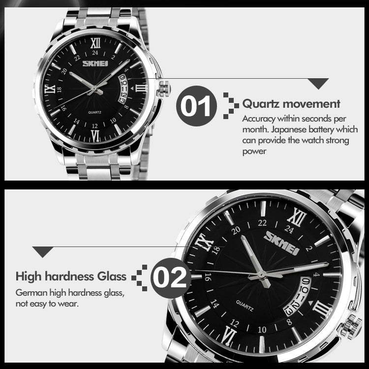 SKMEI 9069 Multifunctional Outdoor Fashion Business Waterproof Silver Shell Quartz Wrist Watch(Blue) - free shipping - PMC TechLife - Order now!