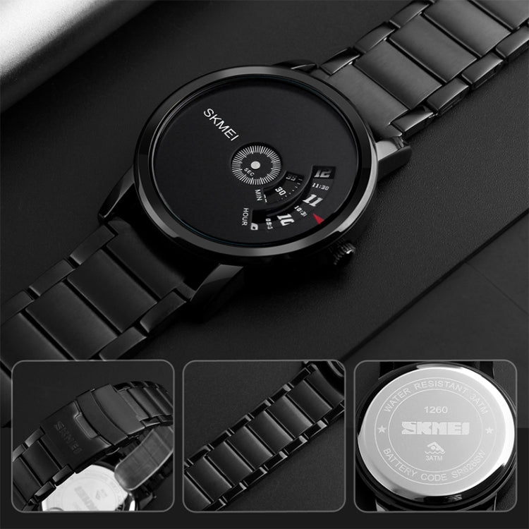 SKMEI 1260 Fashion Creative Pointer 30m Waterproof Quartz Wrist Watch with Stainless Steel Watchband(Black) - free shipping - PMC TechLife - Order now!