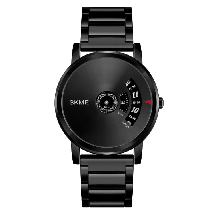 SKMEI 1260 Fashion Creative Pointer 30m Waterproof Quartz Wrist Watch with Stainless Steel Watchband(Jet Black) - free shipping - PMC TechLife - Order now!