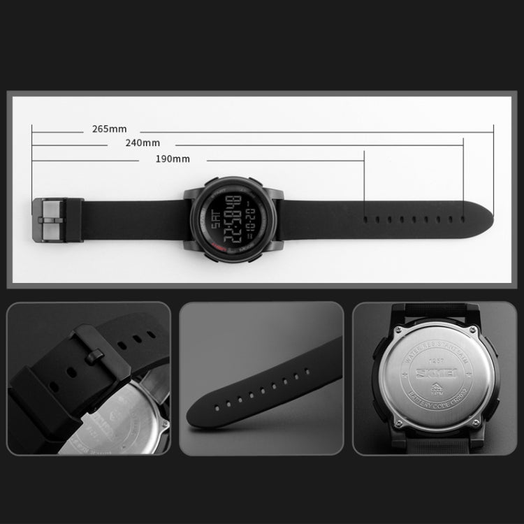 SKMEI 1257 Men Fashionable Outdoor 50m Waterproof Digital Watch Sports Wrist Watch(Black) - free shipping - PMC TechLife - Order now!