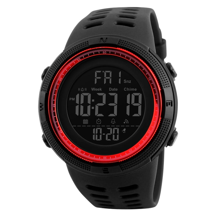 SKMEI 1251 Men Fashionable Outdoor 50m Waterproof Sports Watch Digital Watch with PU Watchband(Black Red) - free shipping - PMC TechLife - Order now!