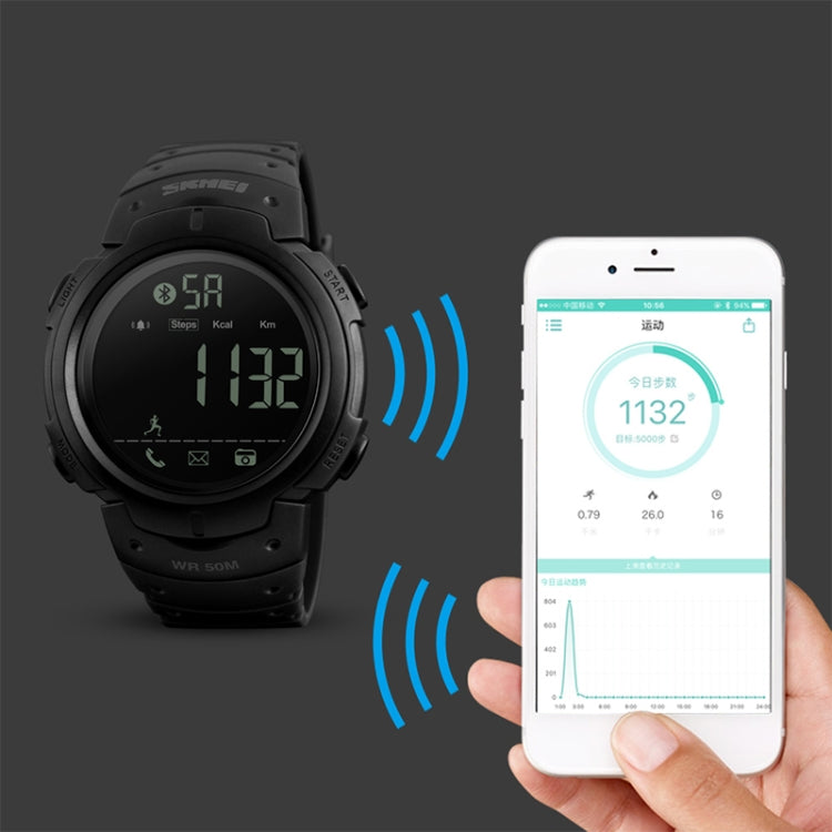 SKMEI 1301 Multifunction 50m Waterproof Sports Bluetooth Smart Watch, Compatible with Android & iOS System(Black) - free shipping - PMC TechLife - Order now!