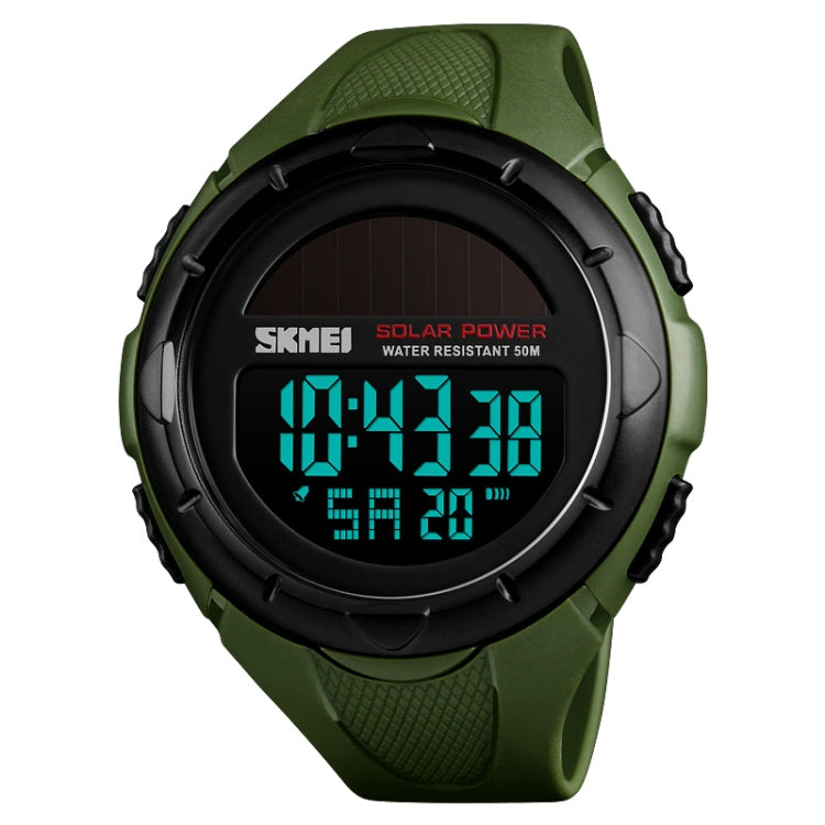 SKMEI 1405 Fashion Solar Power Outdoor Sports Watch Multifunctional 50m Waterproof Men Digital Watch(Army Green) - free shipping - PMC TechLife - Order now!