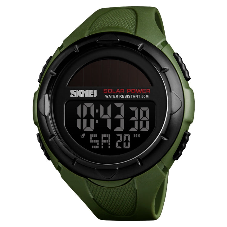 SKMEI 1405 Fashion Solar Power Outdoor Sports Watch Multifunctional 50m Waterproof Men Digital Watch(Army Green) - free shipping - PMC TechLife - Order now!