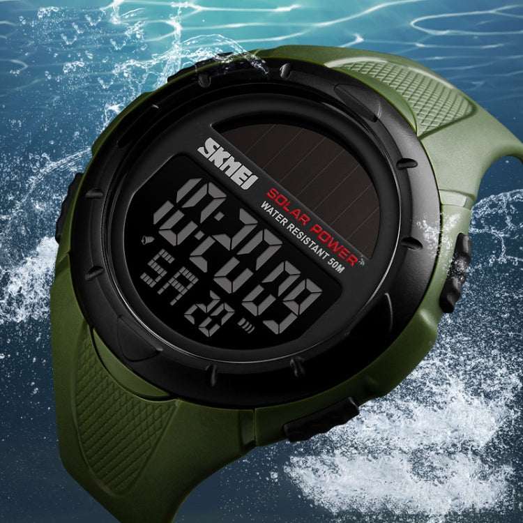 SKMEI 1405 Fashion Solar Power Outdoor Sports Watch Multifunctional 50m Waterproof Men Digital Watch(Army Green) - free shipping - PMC TechLife - Order now!