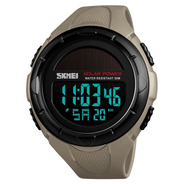 SKMEI 1405 Fashion Solar Power Outdoor Sports Watch Multifunctional 50m Waterproof Men Digital Watch(Khaki) - free shipping - PMC TechLife - Order now!
