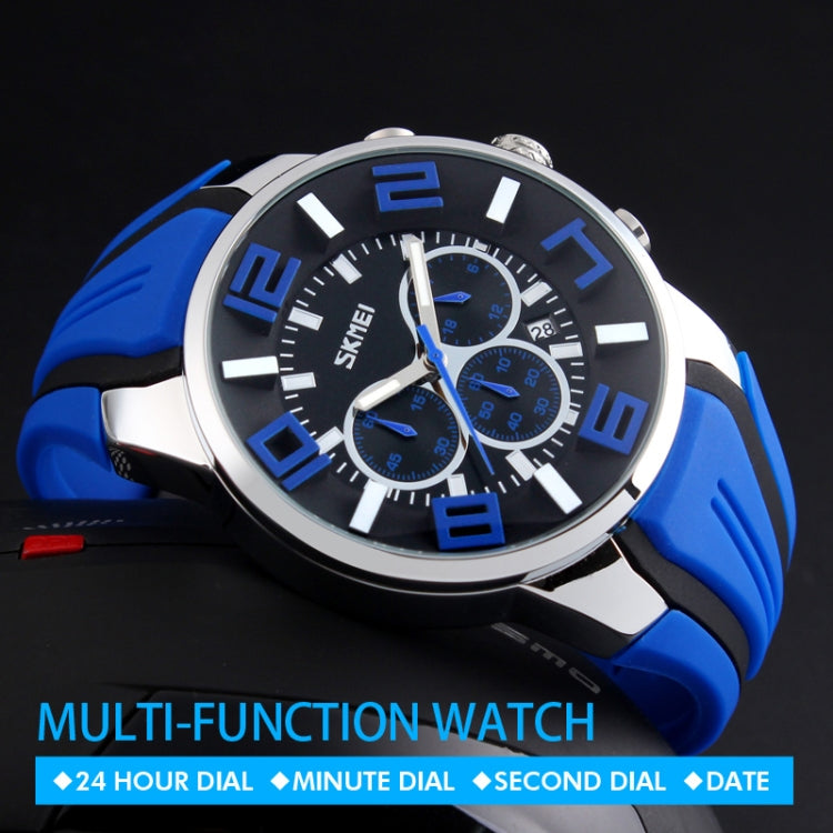 SKMEI 9128 Fashion Multifunctional 3D Large Dial Sports Wristwatch 30m Waterproof Quartz Watch(Blue) - free shipping - PMC TechLife - Order now!