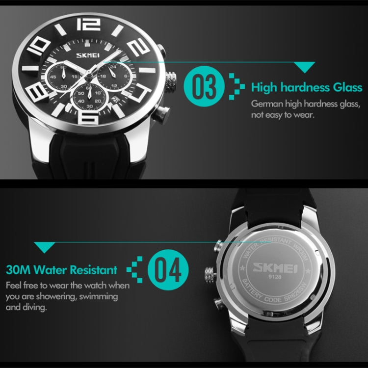 SKMEI 9128 Fashion Multifunctional 3D Large Dial Sports Wristwatch 30m Waterproof Quartz Watch(Blue) - free shipping - PMC TechLife - Order now!
