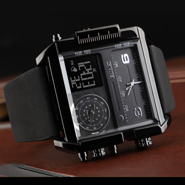 SKMEI 1391 Multifunctional Men Business Digital Watch 30m Waterproof Square Dial Wrist Watch with Leather Watchband(Gold) - free shipping - PMC TechLife - Order now!