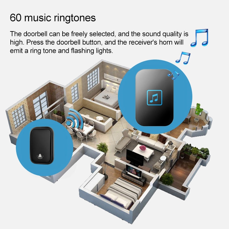 CACAZI FA86 Self-Powered Smart Home Wireless Doorbell, UK Plug(Black) - Wireless Doorbell by CACAZI | Online Shopping South Africa | PMC TechLife | Buy Now Pay Later Mobicred