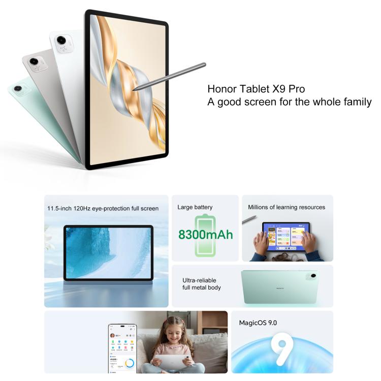 Honor Pad X9 Pro WiFi Tablet PC, 11.5 inch 6GB+128GB MagicOS 9.0 Qualcomm Snapdragon 685 Octa Core (Grey) - free shipping - PMc TechLife - Order now!