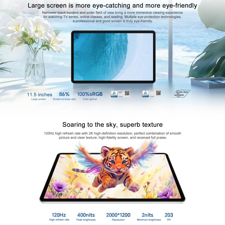 Honor Pad X9 Pro WiFi Tablet PC, 11.5 inch 8GB+256GB MagicOS 9.0 Qualcomm Snapdragon 685 Octa Core (White) - free shipping - PMc TechLife - Order now!