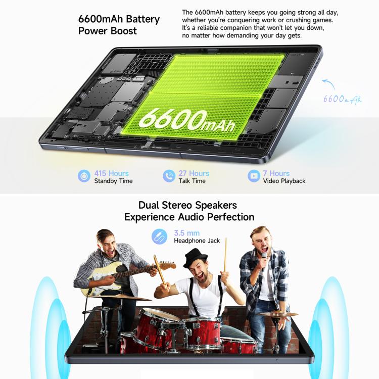 Ulefone Tab A10 Pro Tablet PC, 6GB+128GB, 11 inch Android 14 MediaTek MT8786 Octa Core 4G Network, EU Plug (Space Grey) - free shipping - PMc TechLife - Order now!