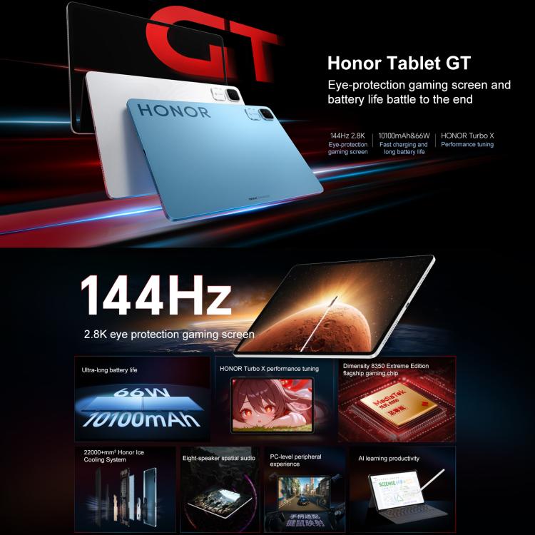 Honor Pad GT WiFi Tablet PC, 11.5 inch 8GB+128GB MagicOS 9.0 Dimensity 8350 Ultra Octa Core (White) - free shipping - PMc TechLife - Order now!