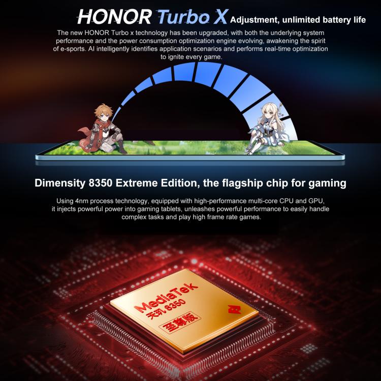 Honor Pad GT WiFi Tablet PC, 11.5 inch 8GB+256GB MagicOS 9.0 Dimensity 8350 Ultra Octa Core (White) - free shipping - PMc TechLife - Order now!