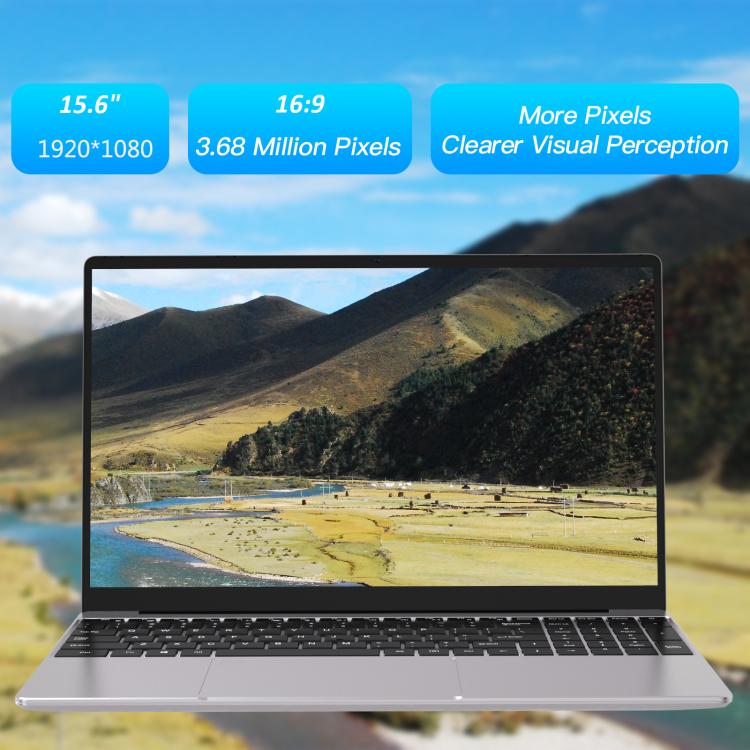 N5095 15.6 inch Laptop, 16GB+512GB, Windows 11 Intel Celeron N5095 Quad Core, Support Fingerprint Unlock, UK Plug (Silver) - free shipping - PMc TechLife - Order now!