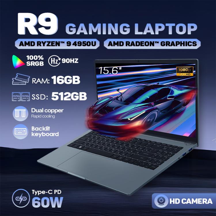 G16 Air 15.6 inch Gaming Laptop, 16GB+512GB, Windows 11 Pro AMD Ryzen 9 4950U Octa Core, EU Plug - free shipping - PMc TechLife - Order now!