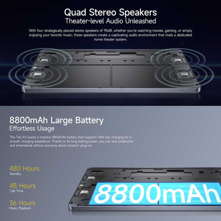 Ulefone Tab A11 Tablet PC, 6GB+256GB, 11 inch Android 14 Unisoc T620 Octa Core 4G Network, EU Plug (Space Grey) - free shipping - PMC Jewellery - Order now!