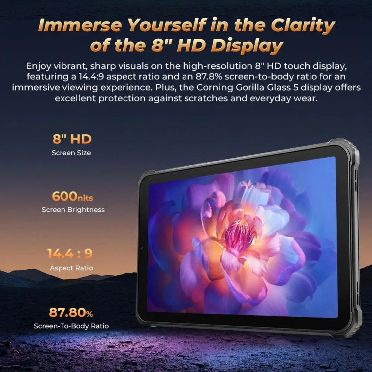 OUKITEL RT3 Pro 4G Network IP68/IP69K Rugged Tablet, 4GB+128GB, 8.0 inch Android 14 MediaTek G81 Octa-Core Support Dual SIM, EU Plug (Black) - free shipping - PMC Jewellery - Order now!