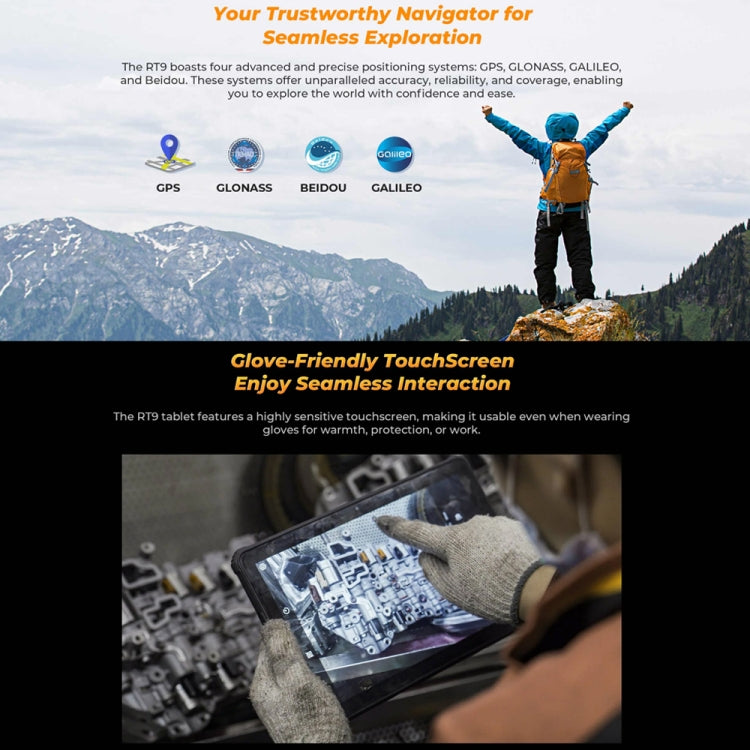 OUKITEL RT9 4G Network IP68/IP69K Rugged Tablet, 6GB+256GB, 11 inch Android 14 Unisoc T606 Octa-Core Support Dual SIM, EU Plug (Orange) - free shipping - PMC Jewellery - Order now!