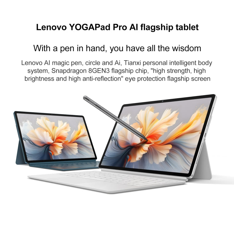 Lenovo YOGA Pad Pro AI 12.7 inch WiFi Tablet, 12GB+256GB, Android OS, Qualcomm Snapdragon 8 Gen3 Octa Core (White) - free shipping - PMc TechLife - Order now!