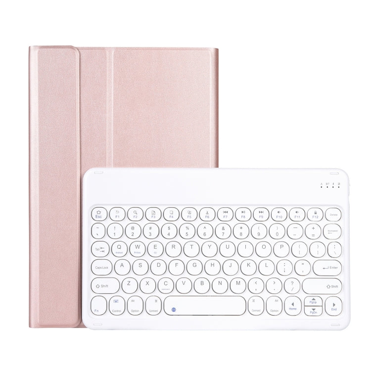 YAK10 2 in 1 Detachable Round Keycap Bluetooth Keyboard + Lambskin Texture TPU Protective Leather Tablet Case with Holder for Lenovo Qitian K10 TB-X6C6X(Rose Gold) - Lenovo Keyboard by PMC TechLife | Online Shopping South Africa | PMC TechLife