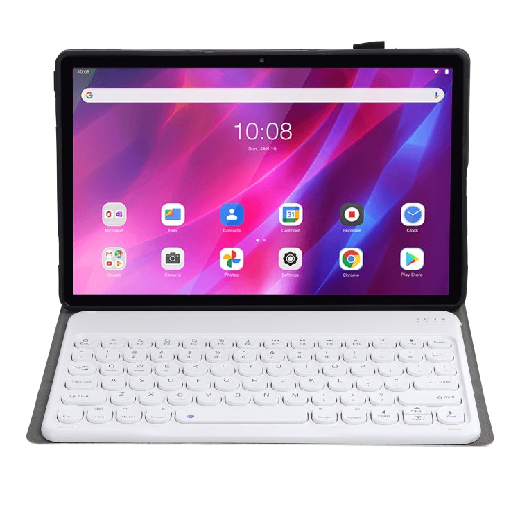 YAK10 2 in 1 Detachable Round Keycap Bluetooth Keyboard + Lambskin Texture TPU Protective Leather Tablet Case with Holder for Lenovo Qitian K10 TB-X6C6X(Rose Gold) - Lenovo Keyboard by PMC TechLife | Online Shopping South Africa | PMC TechLife