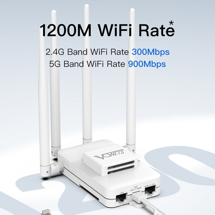 VONETS VAR1200-H 1200Mbps Wireless Bridge External Antenna Dual-Band WiFi Repeater, With 4 Antennas + DC Adapter Set - free shipping - PMC Jewellery - Order now!